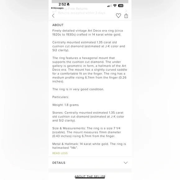 Vintage Art Deco Engagement Diamond Ring - Picture 7 of 8